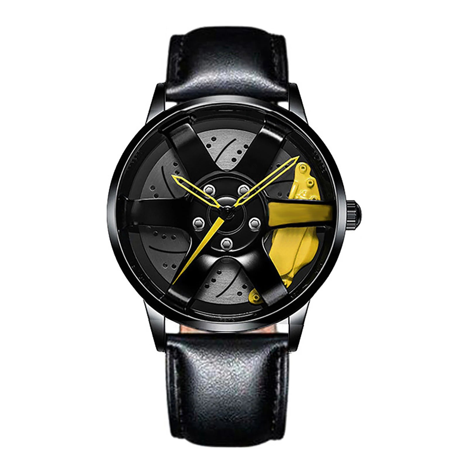 Cool And Cool Fashion Clock Leather Men's Quartz Wristwatch Dial Sport Car Rim Wheel Hub Business Luxury Sports Wrist Watches