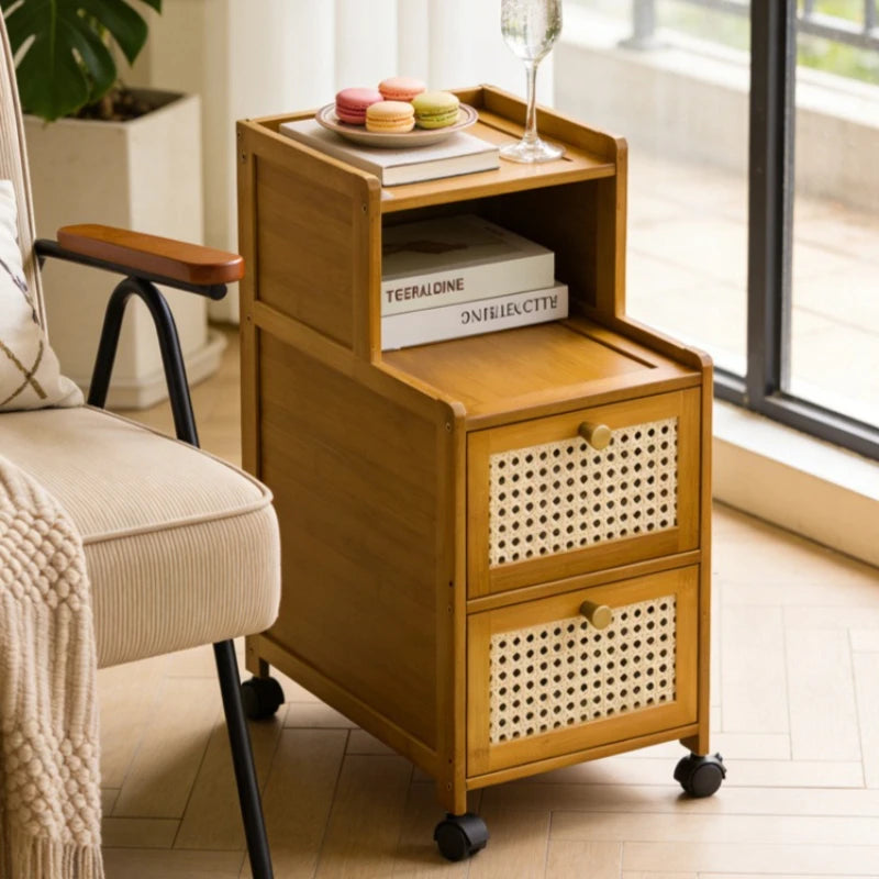 wood bedside table, small mini simple modern rack, ultra-narrow crevice storage cabinet, bedroom very narrow bedside cabinet