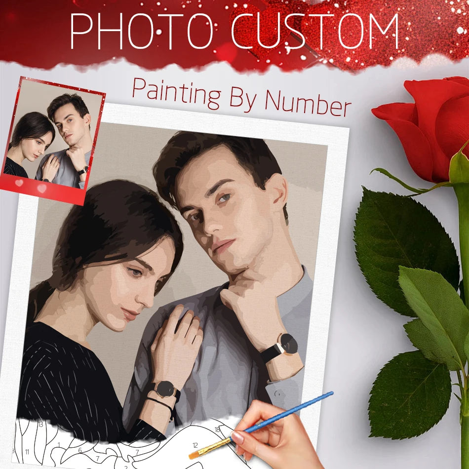  24/36/48 Color Photo Custom Painting By Numbers On Canvas Lover Family Friends Picture Customized Art Photo Valentine's Day