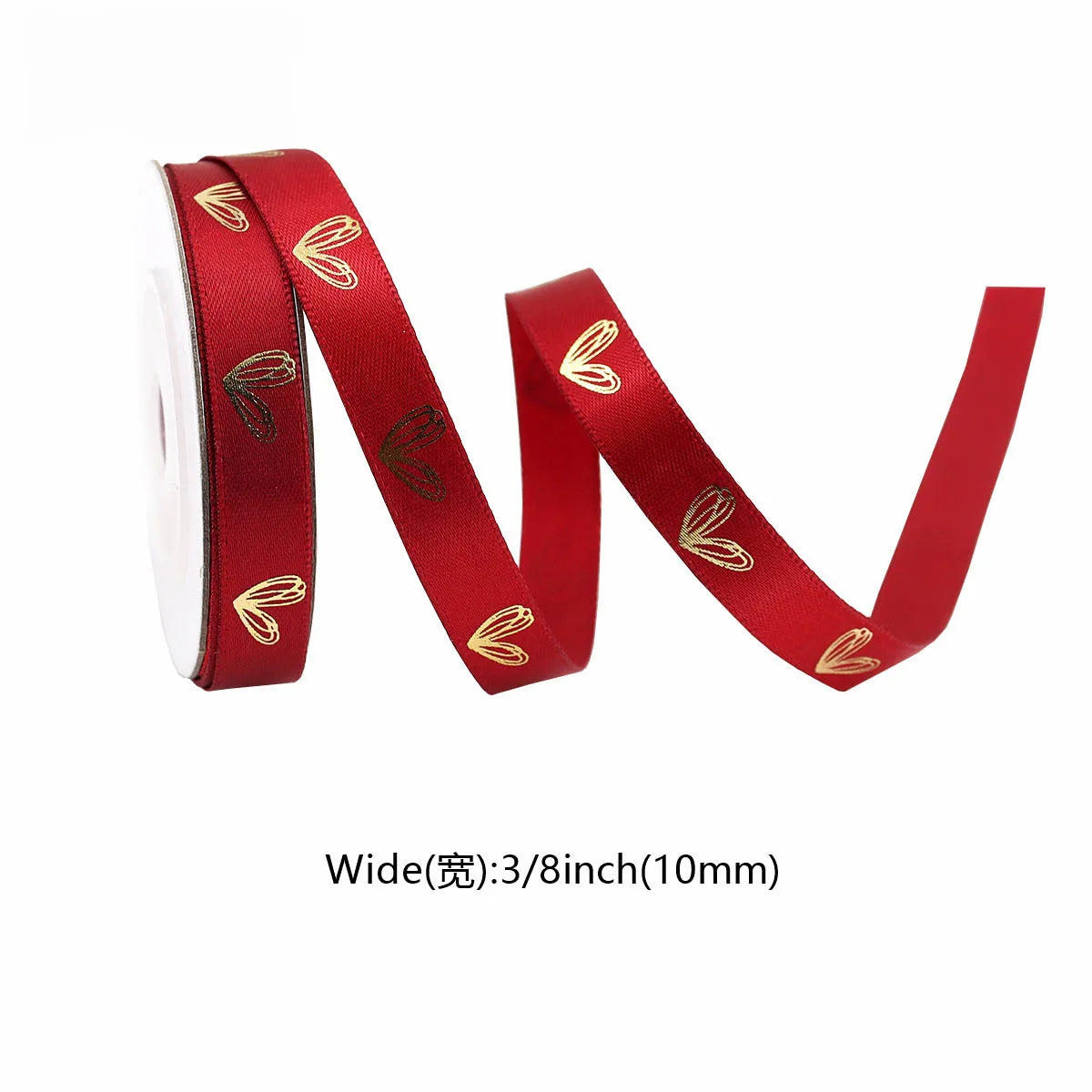 5Yards Red Love Printed Ribbon Wedding Tanabata Gift Wrap Rope Valentine's Day Red Jacquard Ribbon DIY Handmade Ribbon