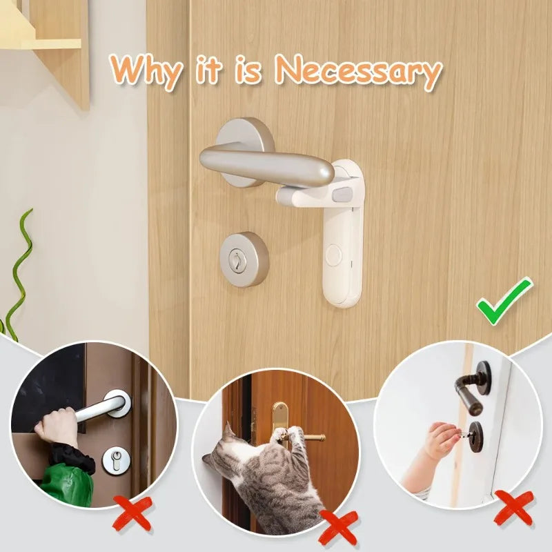 Baby Proofing Door Handle Lock, Childproof Door Knob Lock, Easy to Install & Use Door Lever Lock for Home Safety