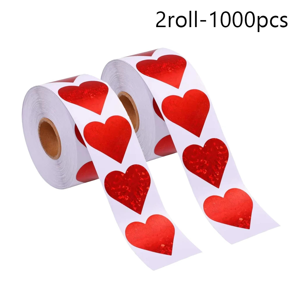 Red Heart Shape Sticker Valentine's Day Paper Packaging Labels Candy Bag Gift Box Packing Bag  Birthday Party Wedding Supplies