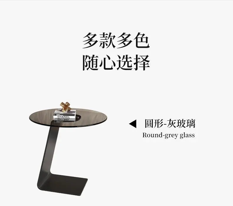 Tempered Glass Sofa Coffee Table Round Modern Living Room Mobile Sofa Side Table Luxury Lounge Designer Auxiliary Furniture