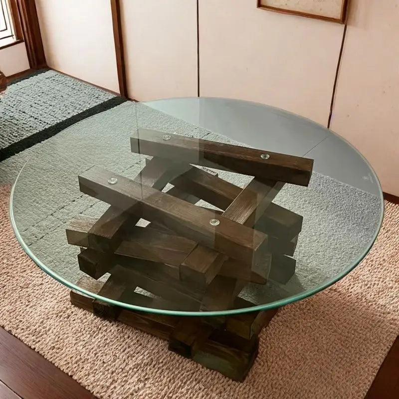 Modern Minimalist Coffee Table Round Glass Glam Neutral Coffee Table Eclectic Rustic Table Basse Ronde De Salon Furniture Home
