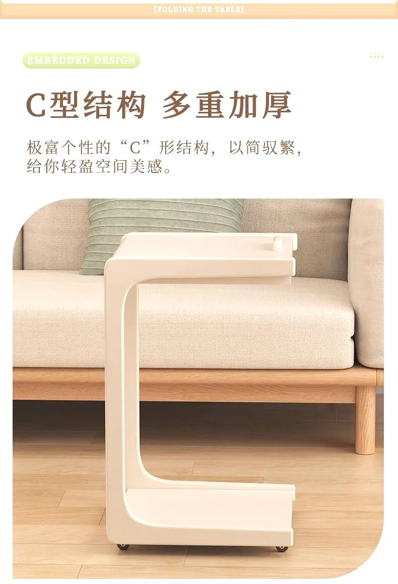 C Shaped SideTable Narrow Sofa EndTable Movable Nightstand Bedside Small CoffeeTable LivingRoom Mini Furniture Clearance Acrylic