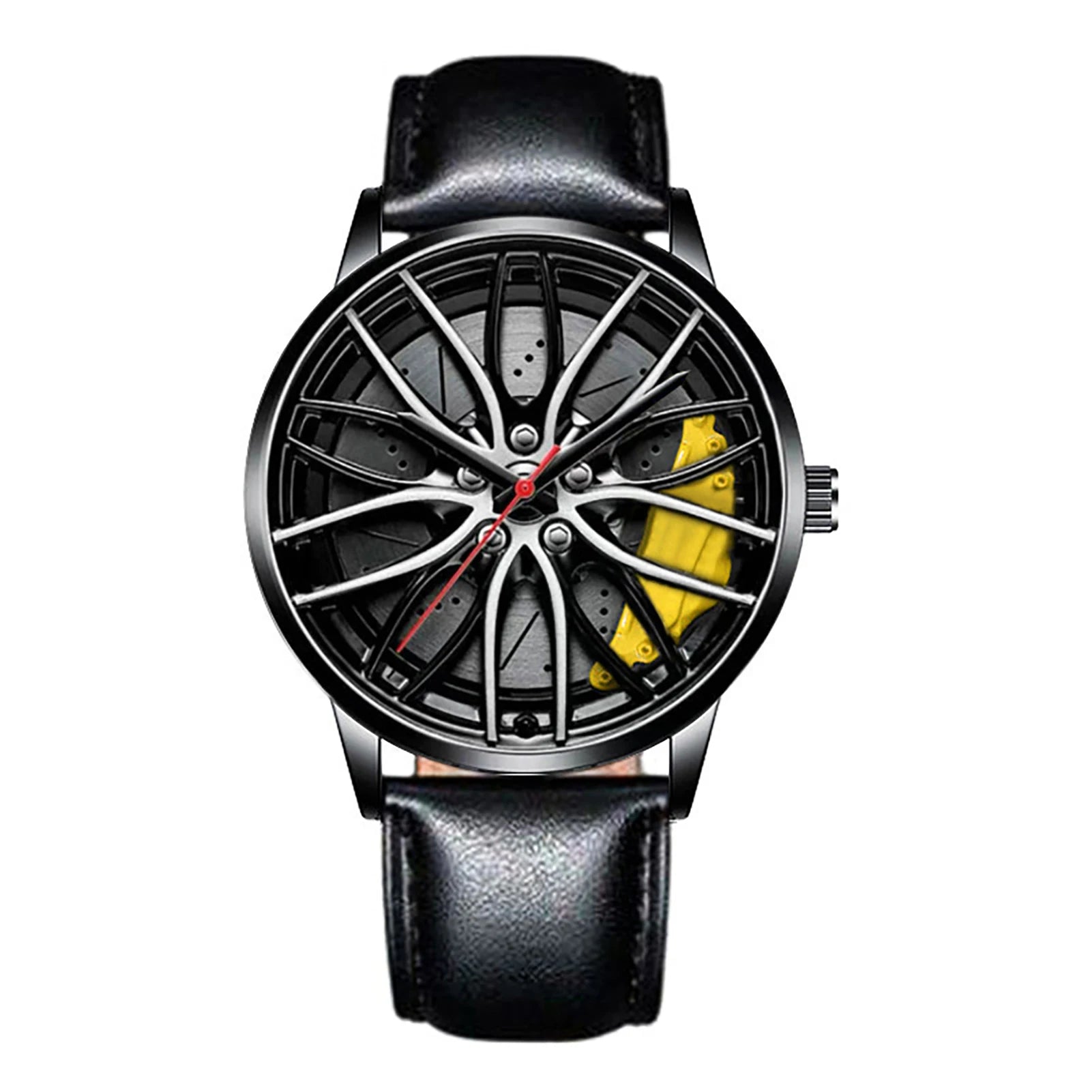 Cool And Cool Fashion Clock Leather Men's Quartz Wristwatch Dial Sport Car Rim Wheel Hub Business Luxury Sports Wrist Watches