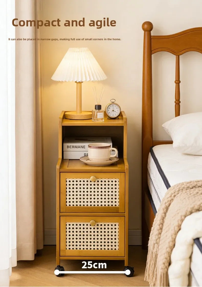 wood bedside table, small mini simple modern rack, ultra-narrow crevice storage cabinet, bedroom very narrow bedside cabinet
