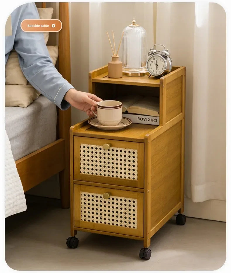 wood bedside table, small mini simple modern rack, ultra-narrow crevice storage cabinet, bedroom very narrow bedside cabinet
