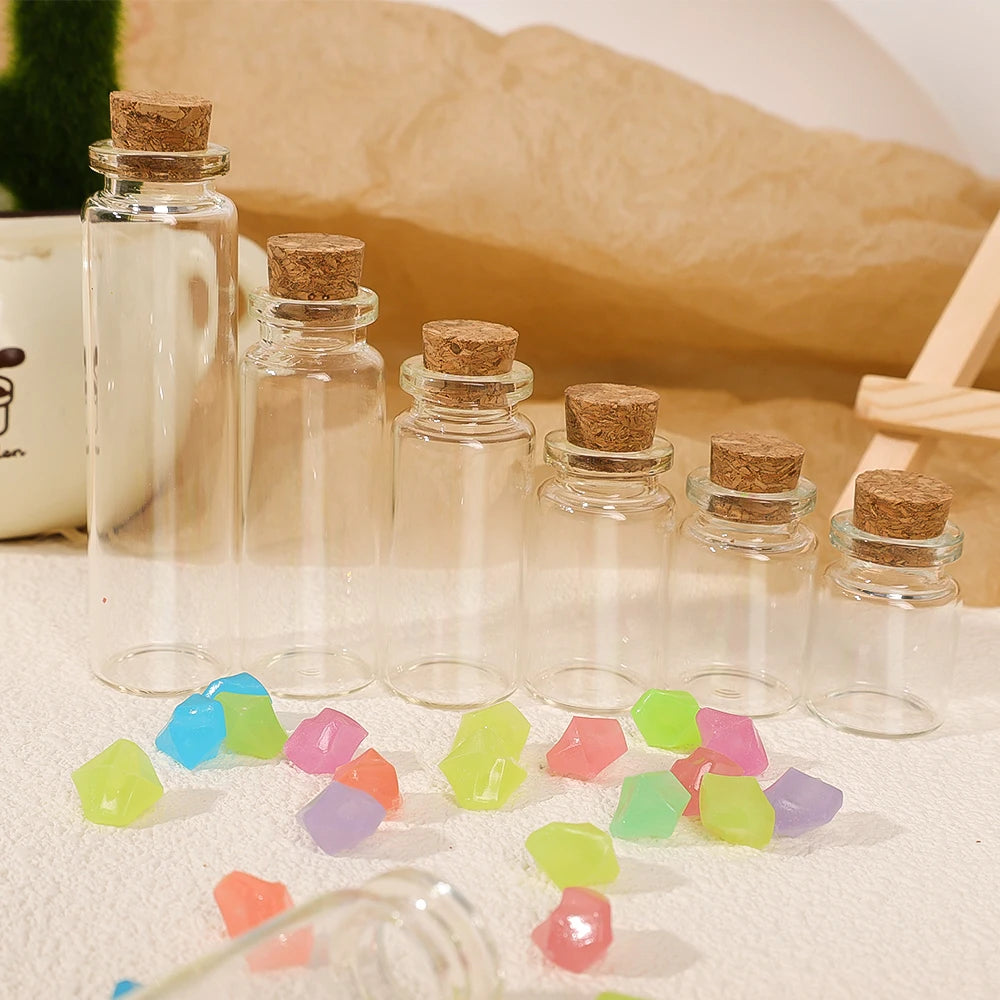 10PCS 5ML-20ML Small Glass Bottles with Cork Stoppers Mini Glass DIY Decoration  Vials Cork Message Glass Vial Wishing Bottles