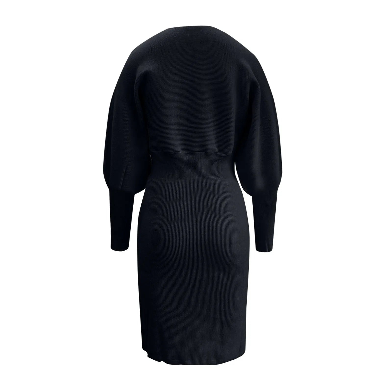 Women Dress Solid Color Knitted Dresses Woolen Round Neck Long Sleeved Waist Cinching Slimming Hip Hugging Midi Dress ropa mujer