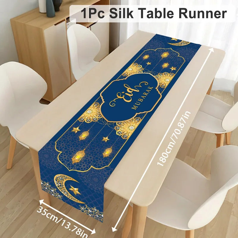 Ramadan Kareem Polyester Table Runner Ramadan Decoration For Home 2025 Islamic Muslim Party Supplies Gift EID Mubarak Al Adha