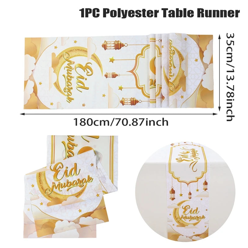 Ramadan Decoration Table Runner EID Mubarak Decor 2025 For Home Tablecloth Ramadan Kareem Islamic Muslim Party Eid Al Adha Gifts
