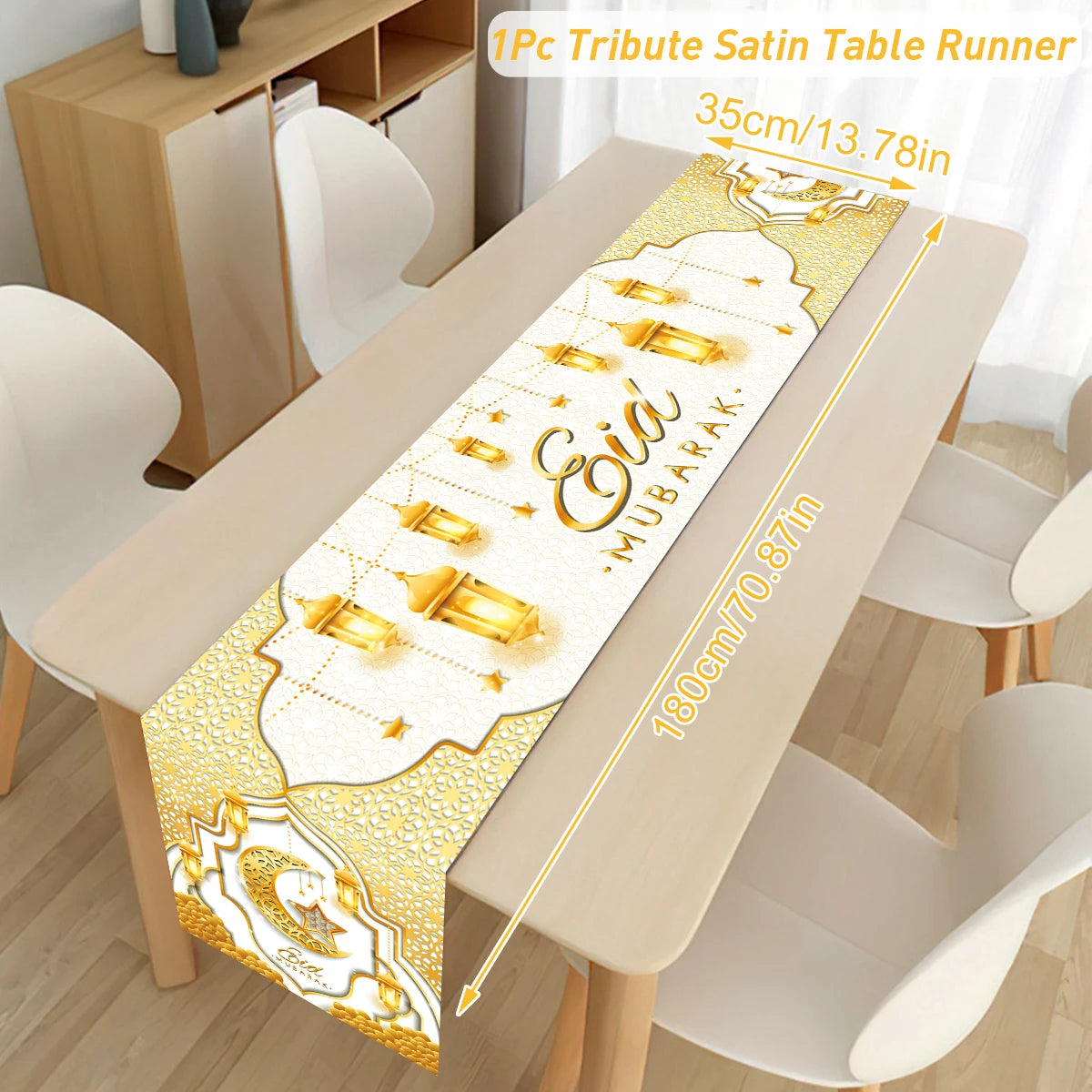 Ramadan Kareem Polyester Table Runner Ramadan Decoration For Home 2025 Islamic Muslim Party Supplies Gift EID Mubarak Al Adha