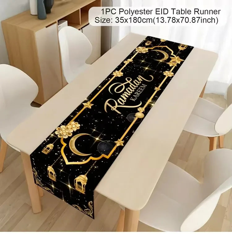 Ramadan Decoration Table Runner EID Mubarak Decor 2025 For Home Tablecloth Ramadan Kareem Islamic Muslim Party Eid Al Adha Gifts