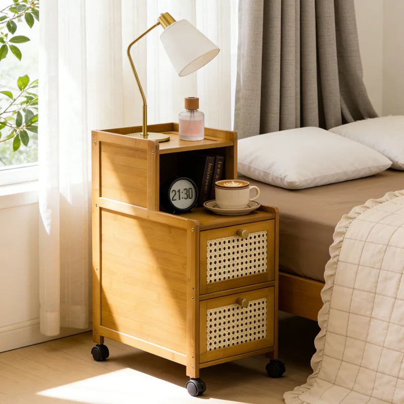 wood bedside table, small mini simple modern rack, ultra-narrow crevice storage cabinet, bedroom very narrow bedside cabinet