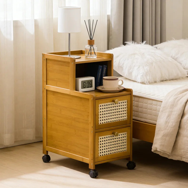 wood bedside table, small mini simple modern rack, ultra-narrow crevice storage cabinet, bedroom very narrow bedside cabinet