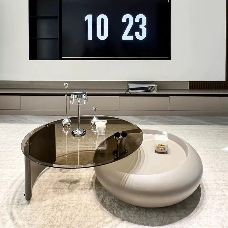 Mobile Wheels Coffee Table Glass Design Minimalist Living Room Coffee Table Cute Round Mobili Per La Casa Home Furnitures