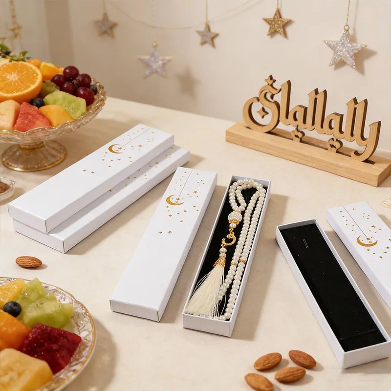 12Pcs Muslim Prayer Beads Bracelet with Gift Box Eid Mubarak Ramadan Islamic Festival Party Decoration Gift Favors Home Pendant