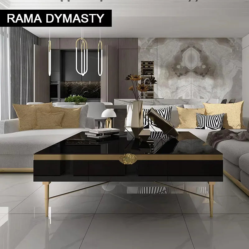 Modern Morocco New Classical Postmodern Square Stainless Steel Coffee Table Tea Table for Living Room