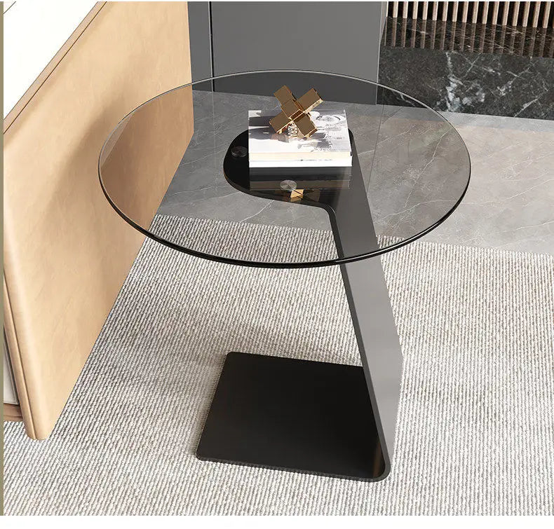 Tempered Glass Sofa Coffee Table Round Modern Living Room Mobile Sofa Side Table Luxury Lounge Designer Auxiliary Furniture