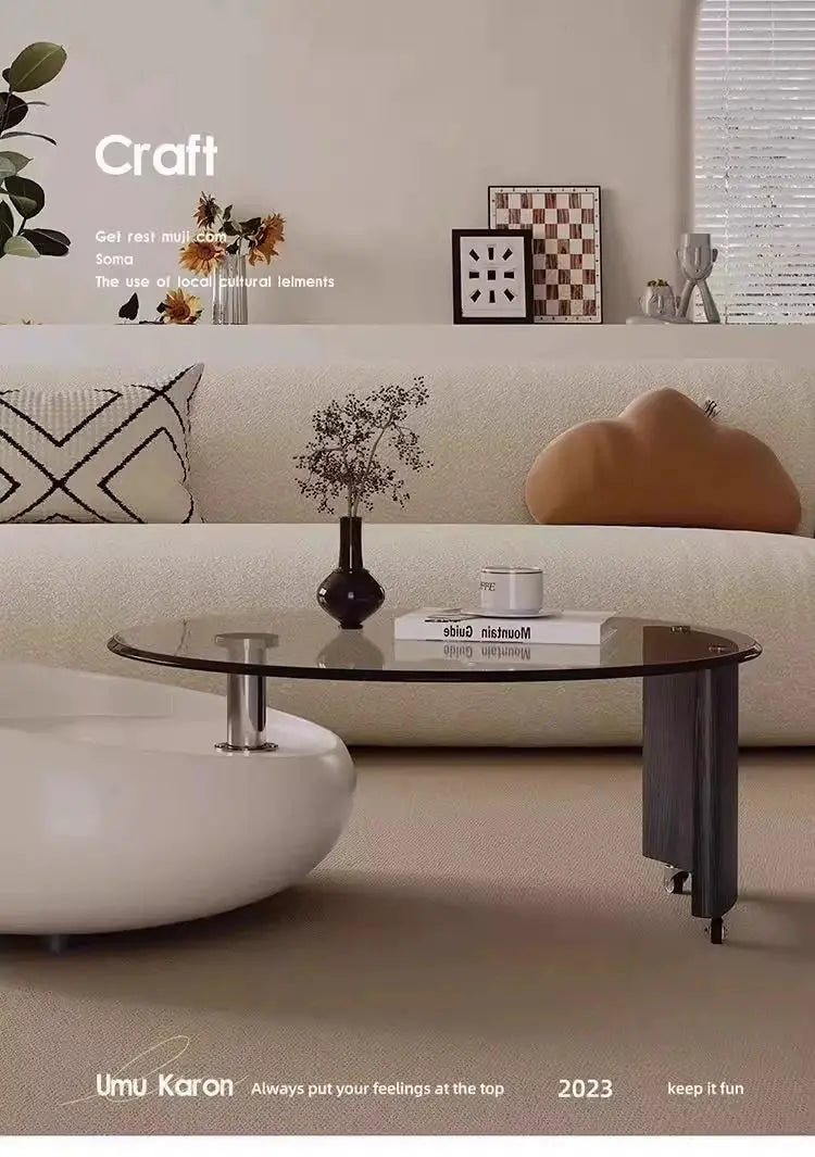 Mobile Wheels Coffee Table Glass Design Minimalist Living Room Coffee Table Cute Round Mobili Per La Casa Home Furnitures