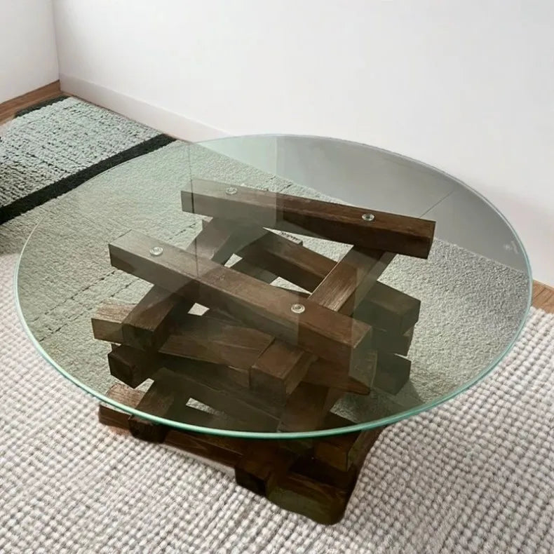 Modern Minimalist Coffee Table Round Glass Glam Neutral Coffee Table Eclectic Rustic Table Basse Ronde De Salon Furniture Home