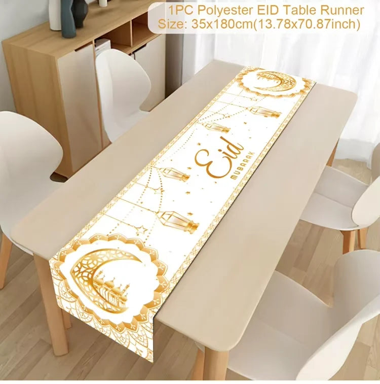 Ramadan Decoration Table Runner EID Mubarak Decor 2025 For Home Tablecloth Ramadan Kareem Islamic Muslim Party Eid Al Adha Gifts