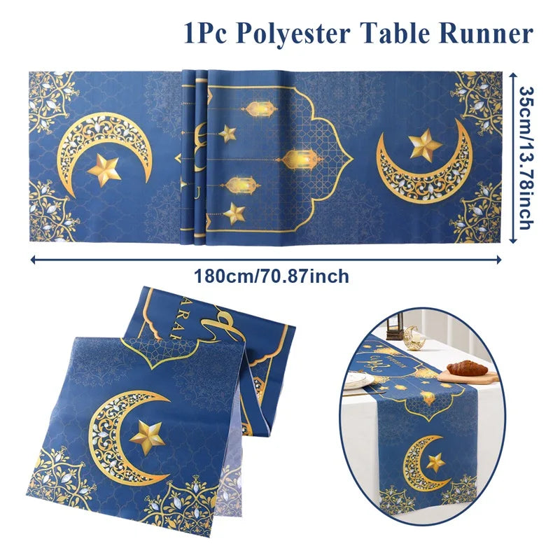 Ramadan Decoration Table Runner EID Mubarak Decor 2025 For Home Tablecloth Ramadan Kareem Islamic Muslim Party Eid Al Adha Gifts