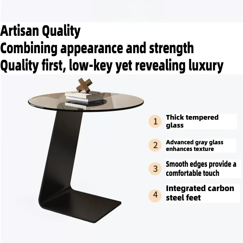 Tempered Glass Sofa Coffee Table Round Modern Living Room Mobile Sofa Side Table Luxury Lounge Designer Auxiliary Furniture