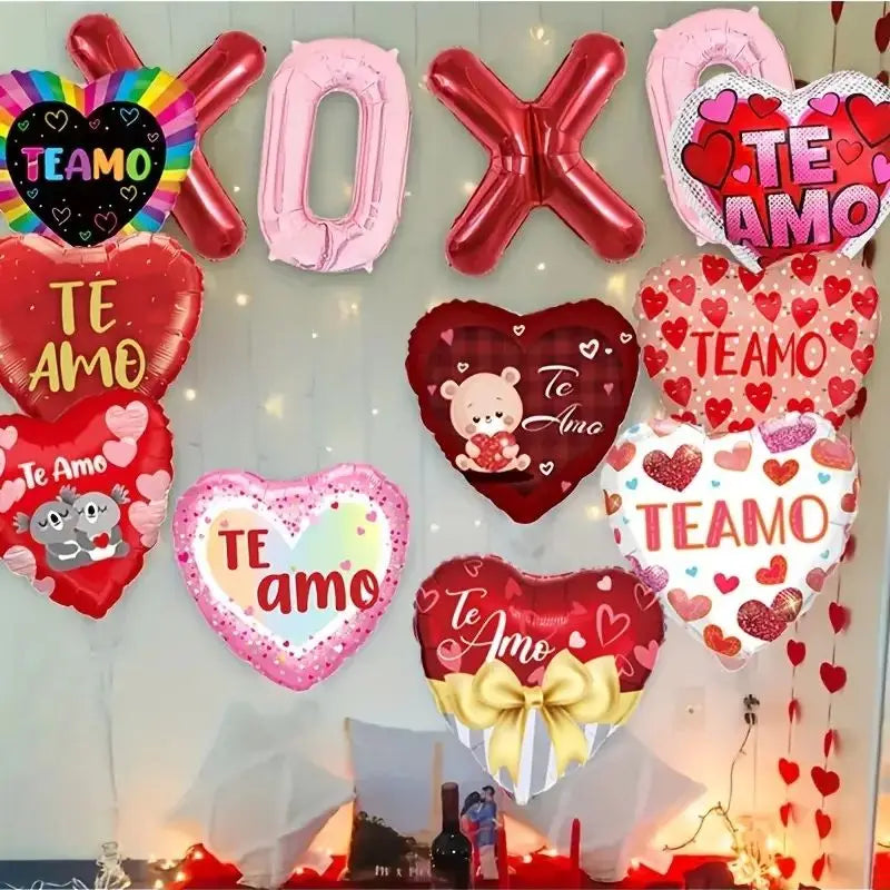 10pcs 18 inch Spanish I Love You Printed Love Balloon Valentine's Day Birthday Wedding Engagement Anniversary Party Decoration