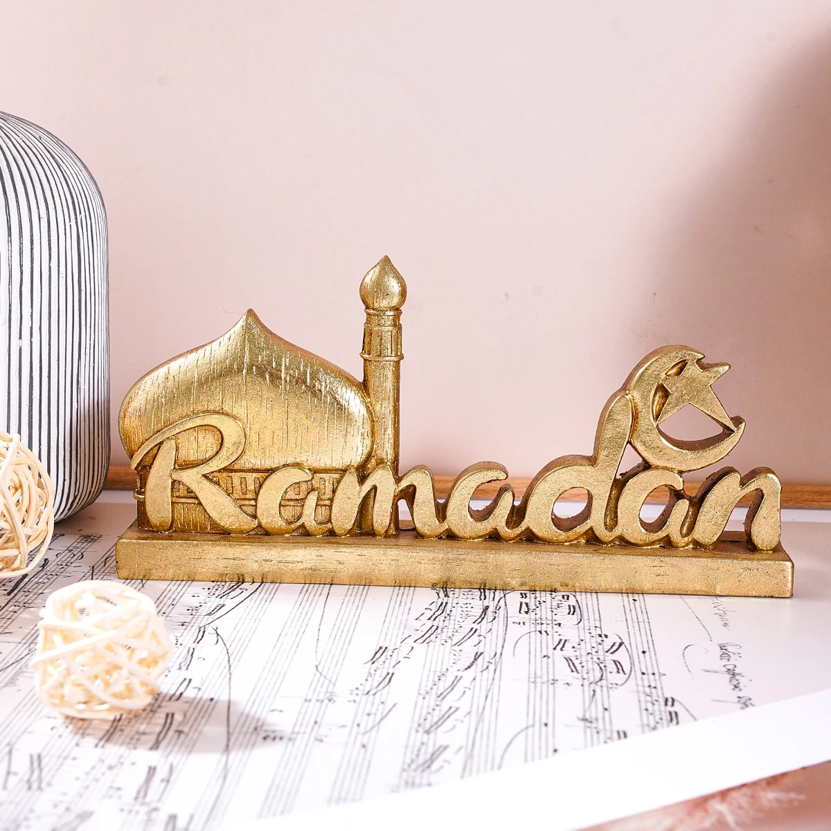 1PC, resin-made antique gold and silver ramadan decorative item, suitable for gift-giving during Ramadan and Eid al-Adha