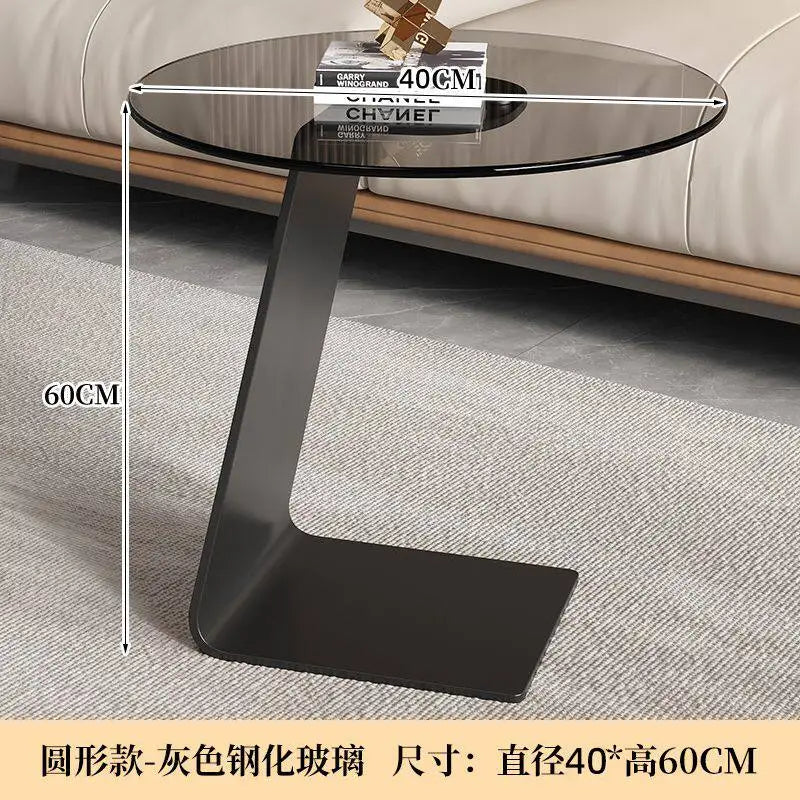 Tempered Glass Sofa Coffee Table Round Modern Living Room Mobile Sofa Side Table Luxury Lounge Designer Auxiliary Furniture