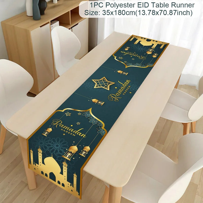 Ramadan Decoration Table Runner EID Mubarak Decor 2025 For Home Tablecloth Ramadan Kareem Islamic Muslim Party Eid Al Adha Gifts