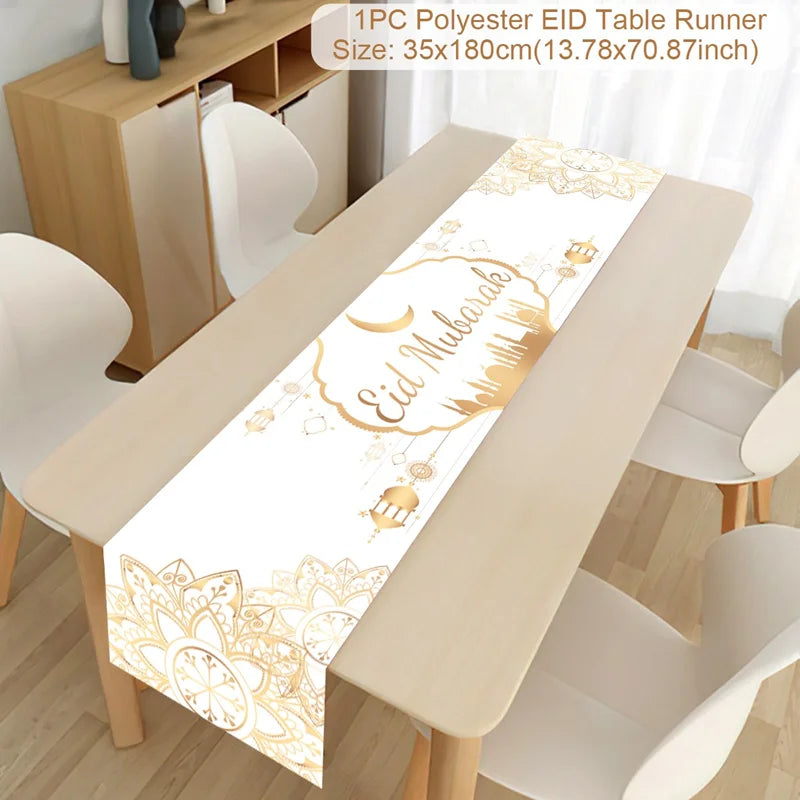 Ramadan Decoration Table Runner EID Mubarak Decor 2025 For Home Tablecloth Ramadan Kareem Islamic Muslim Party Eid Al Adha Gifts