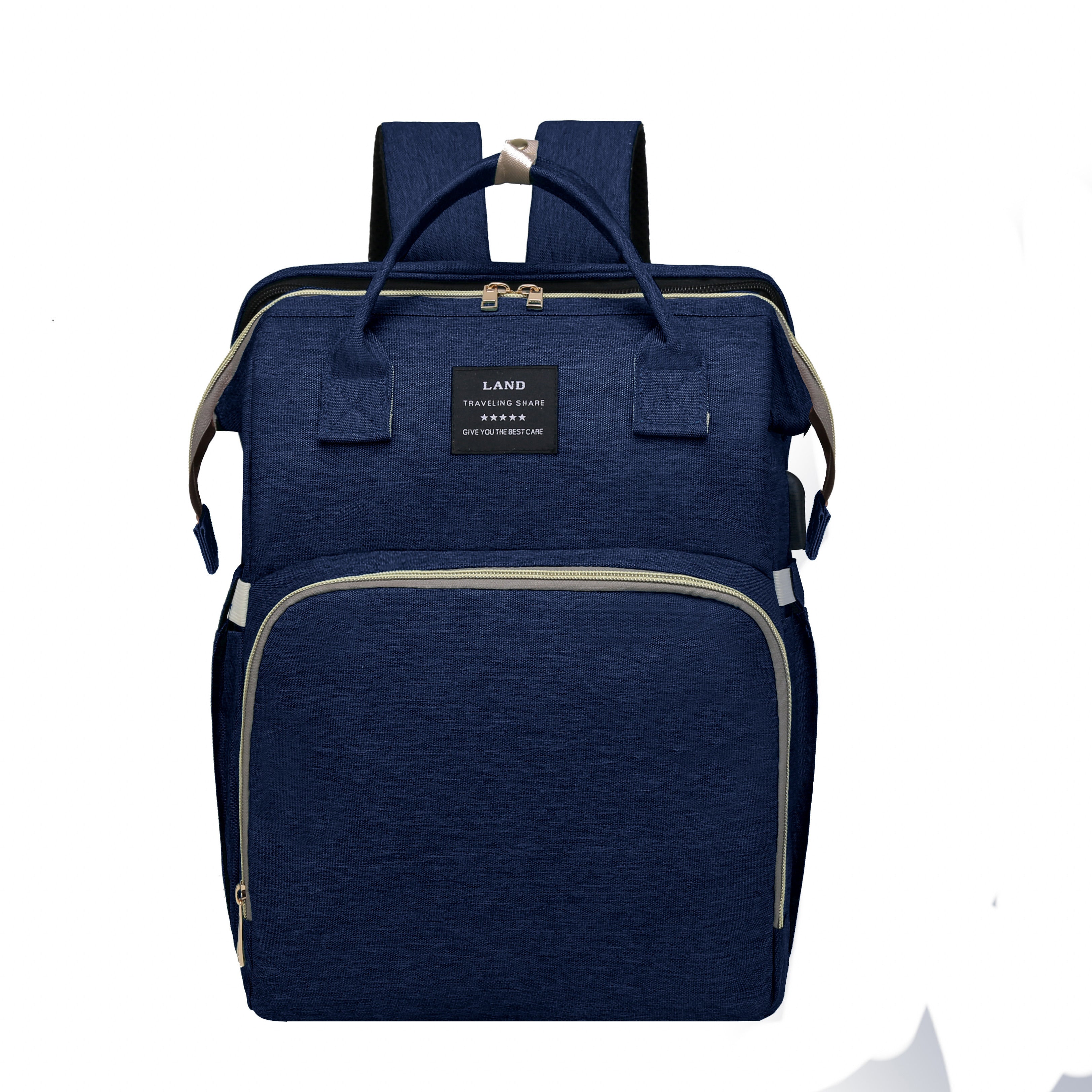 Lamroro Moire Diaper Bag Backpack, Soft Shell, Multifunctional, Large Capacity, Travel Backpack with Changing Station, Sunshade, Breathable Mosquito Net, Zipper Closure, Mixed Color, Polyester Fiber, with Utility Pocket, for