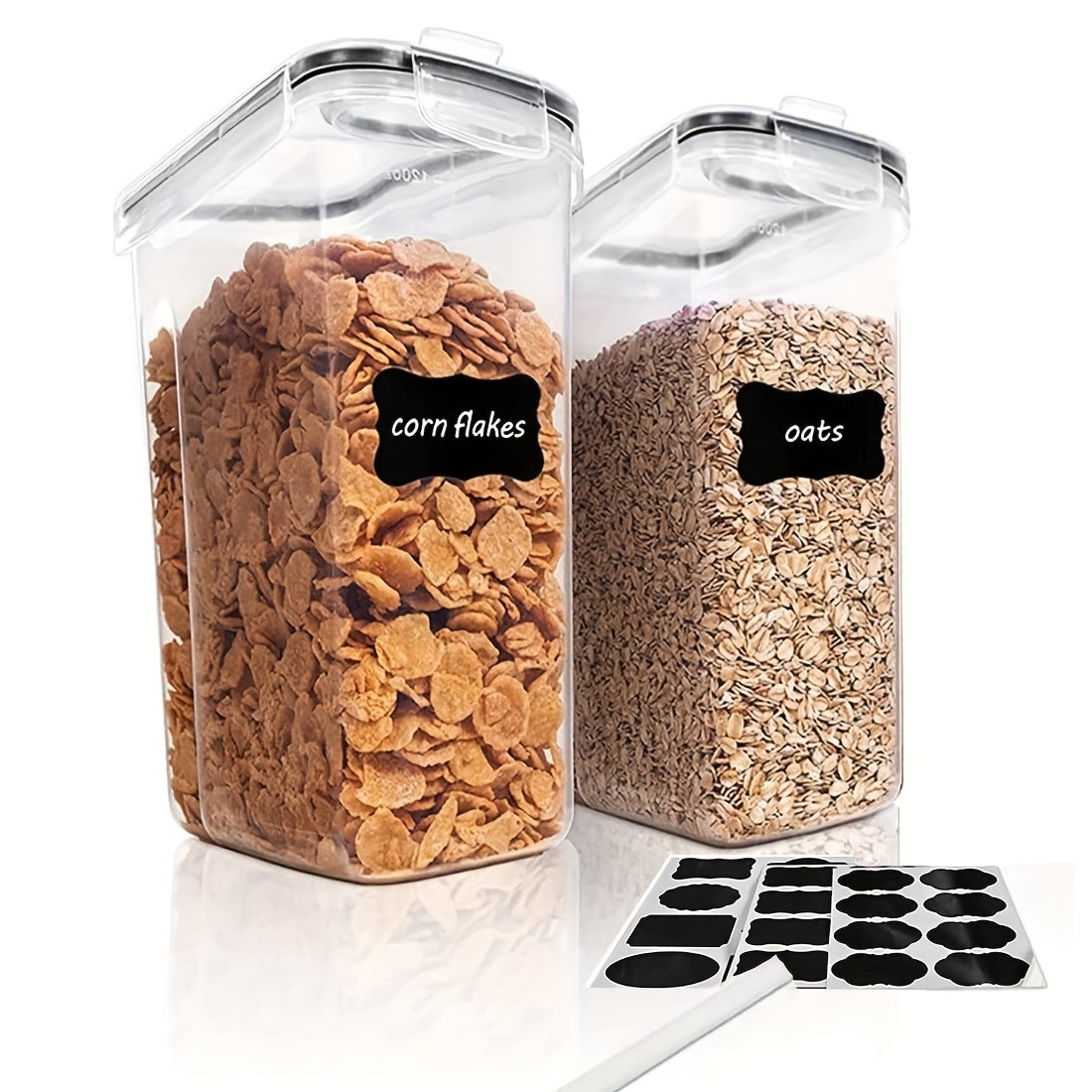 2/4 Pack Cereal Storage Containers | Plastic Airtight Food Storage Containers 2.5L/88 Oz for Cereal, Snacks And Sugar, Black, Multipurpose Use, Dishwasher Safe, Latch Closure